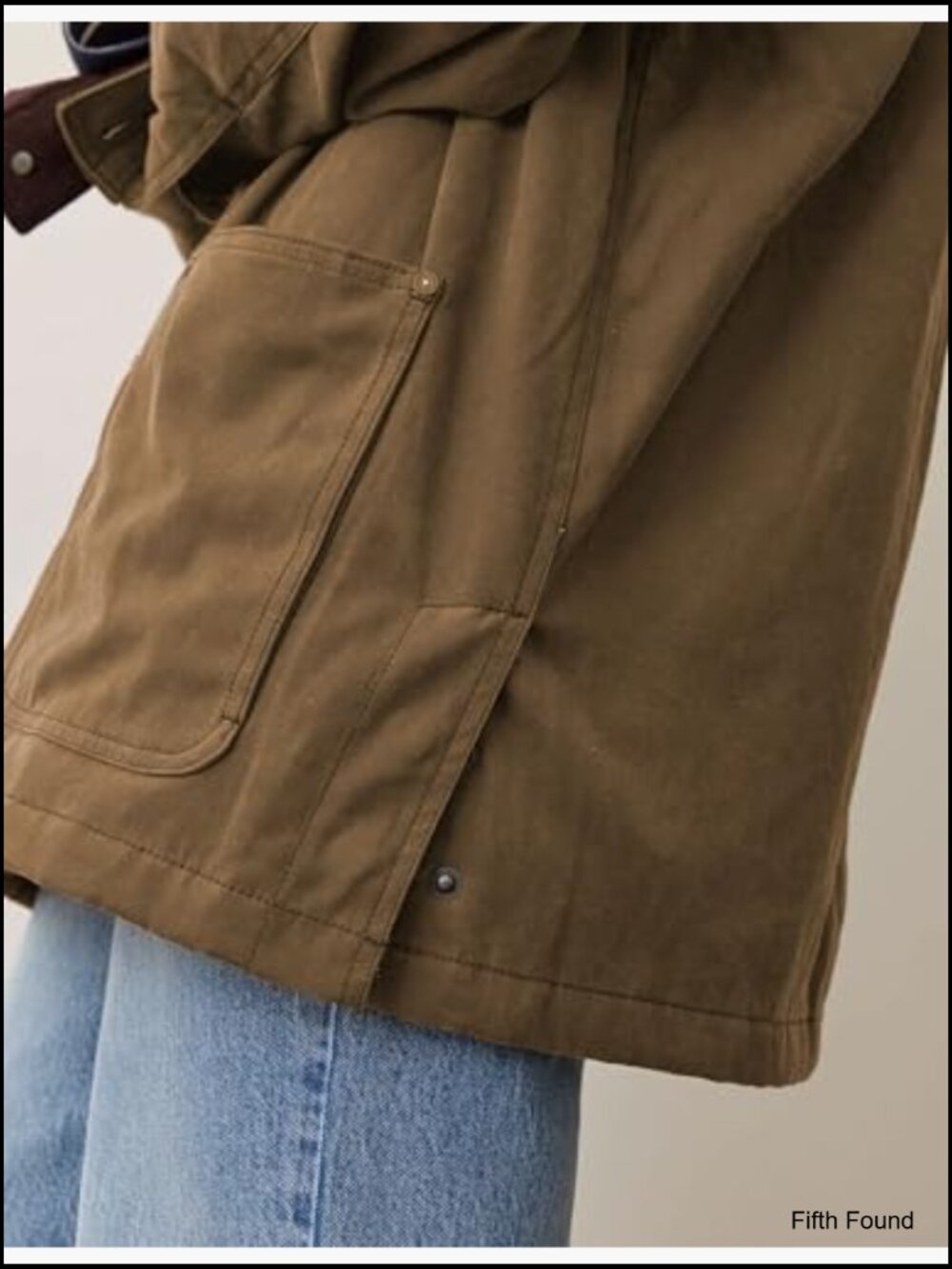 Oversized Utility Cotton Jacket with Pockets Corduroy Collar Workwear - Picture 3 of 7